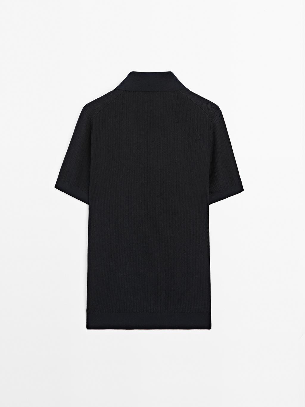 Short sleeve jacquard knit polo shirt