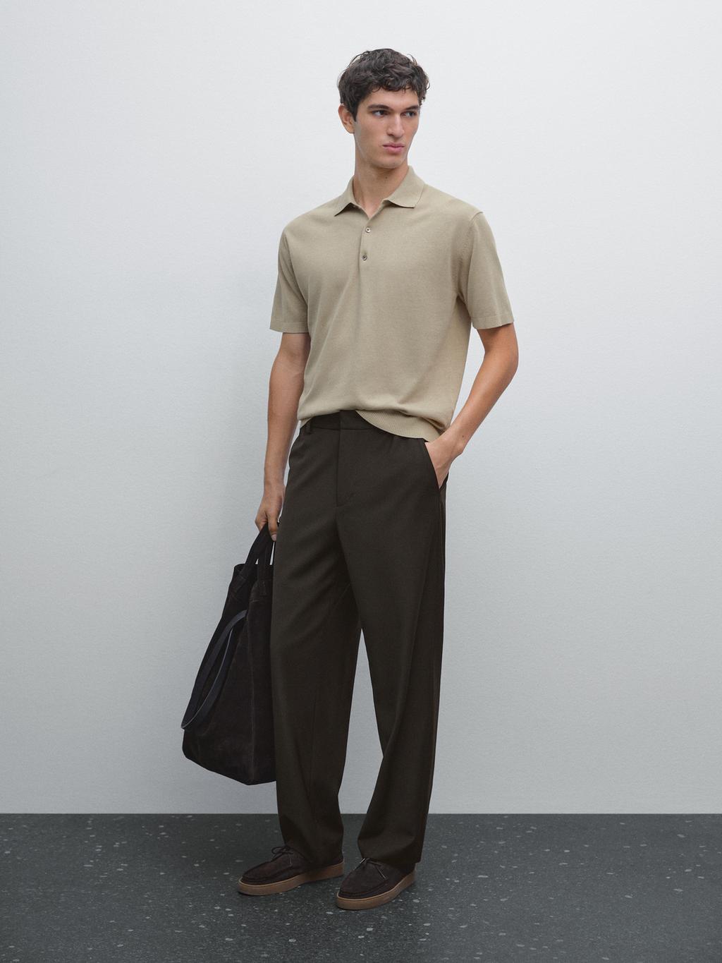 Short sleeve knit polo shirt