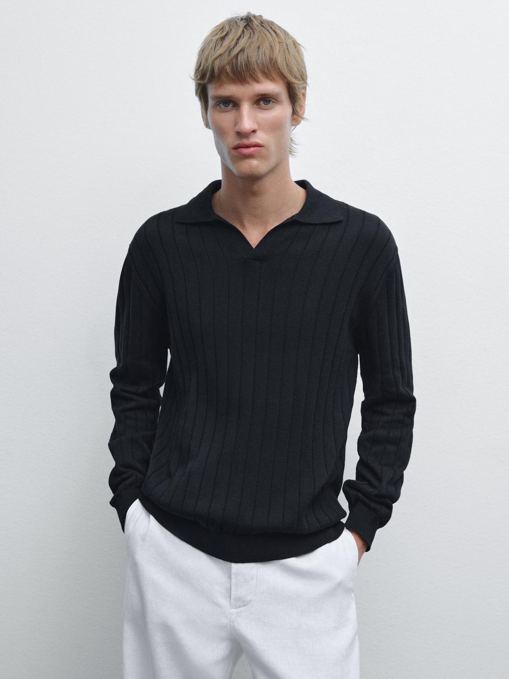 Long sleeve polo sweater