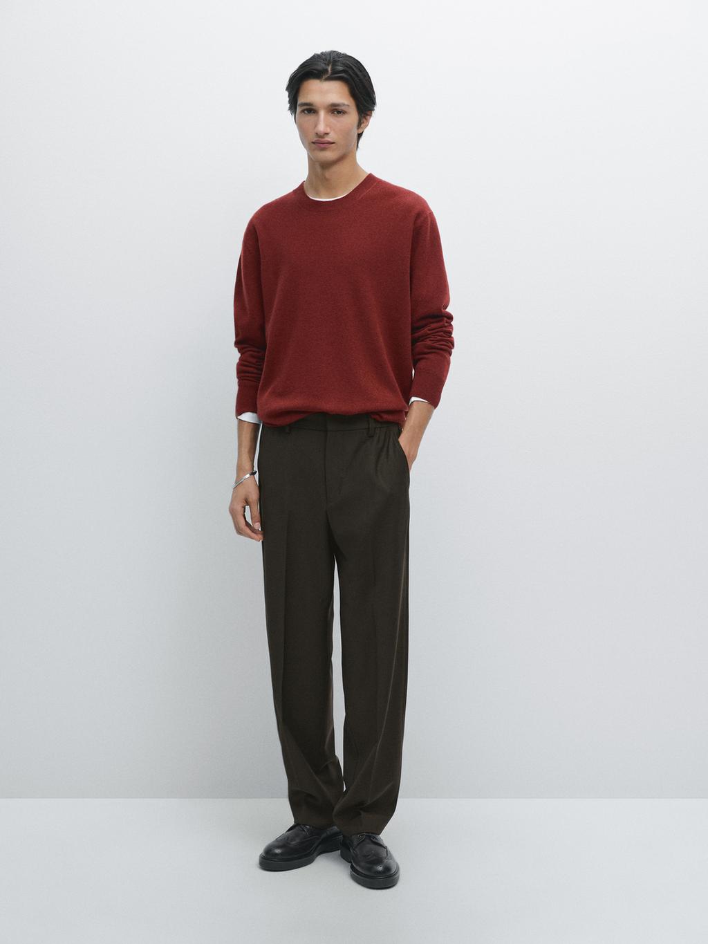 Wool blend crew neck sweater