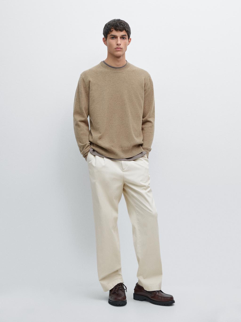 Wool blend crew neck sweater