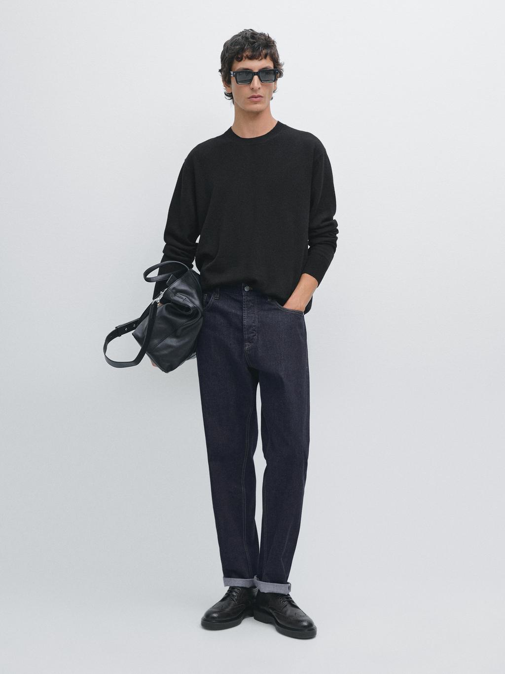 Wool blend crew neck sweater