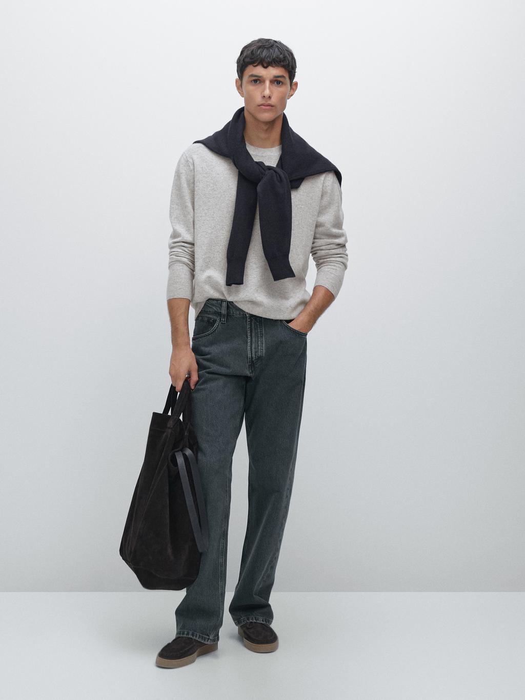 Wool blend crew neck sweater