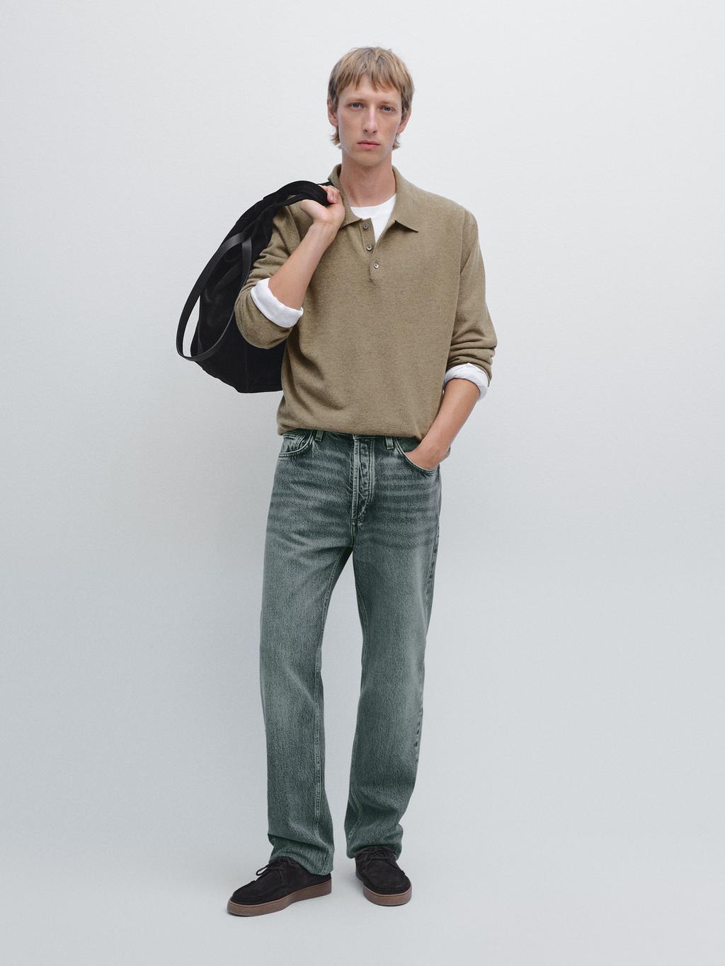 Wool blend knit polo jumper