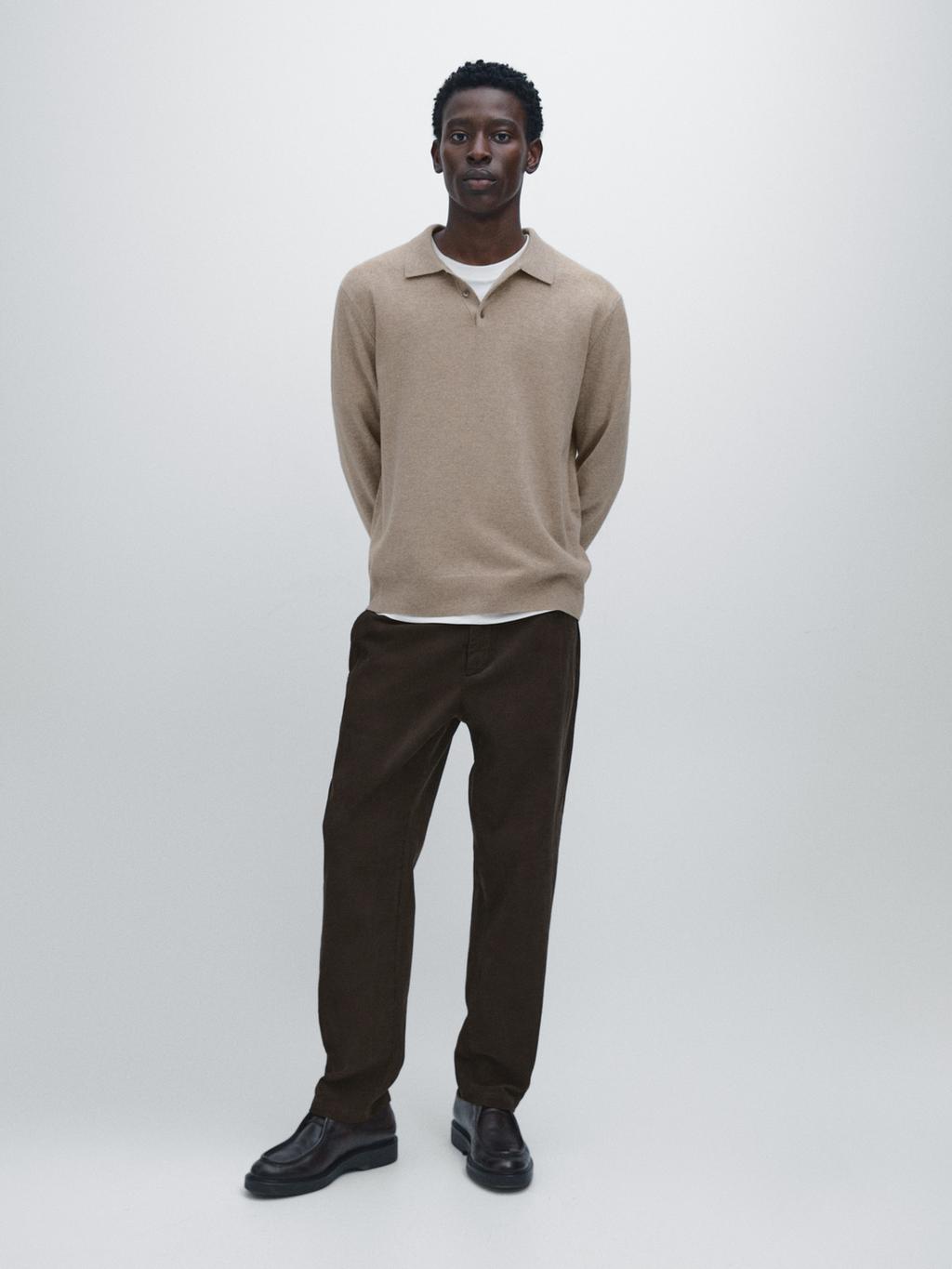 Wool blend knit polo jumper