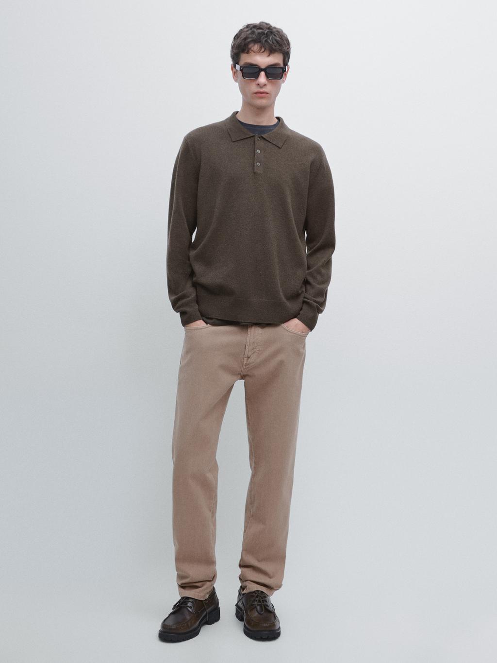 Wool blend knit polo jumper