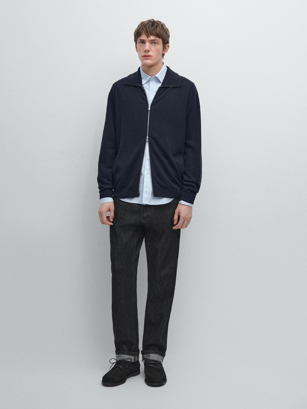 Zip-up high neck cardigan