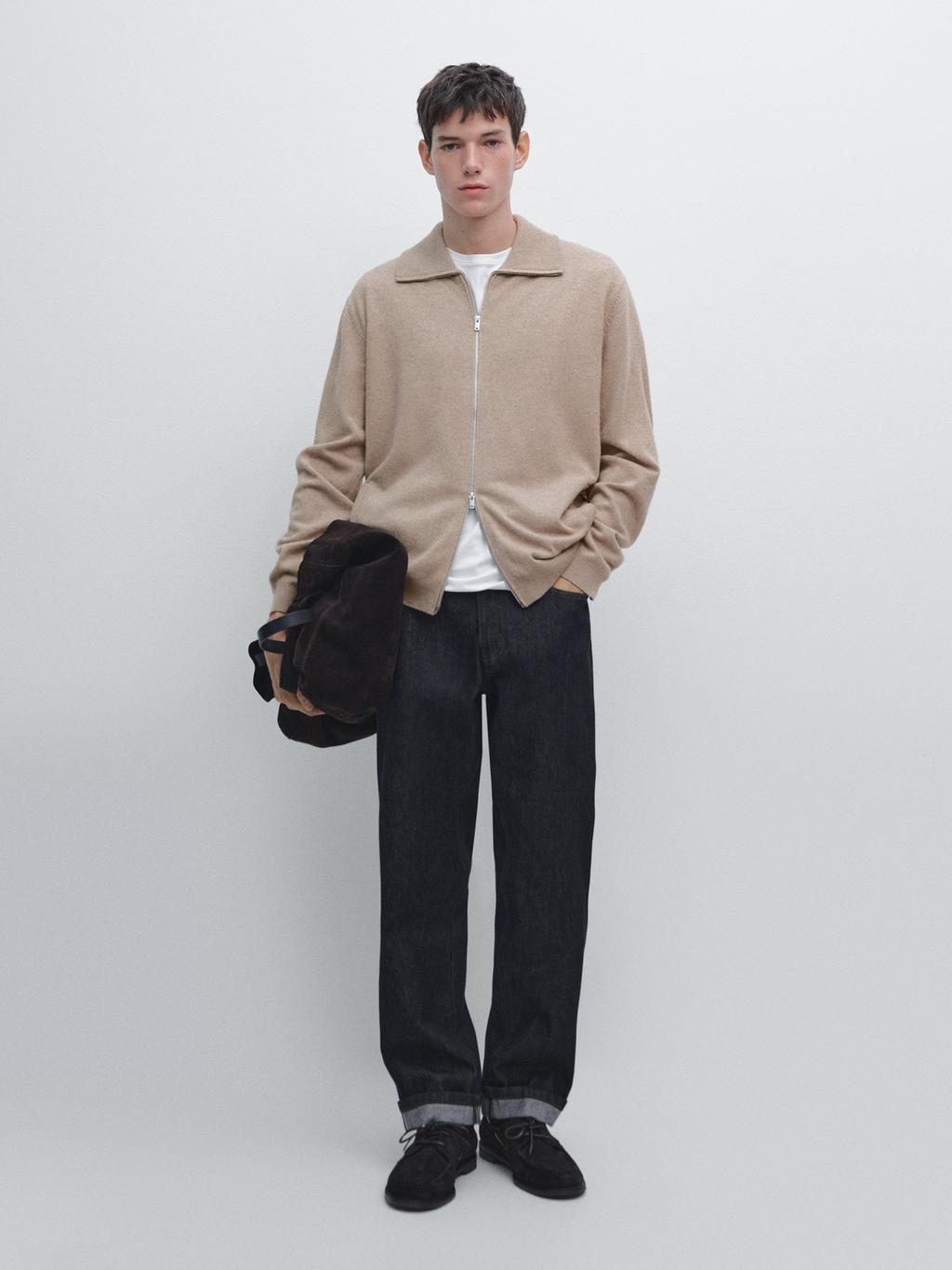 Zip-up high neck cardigan