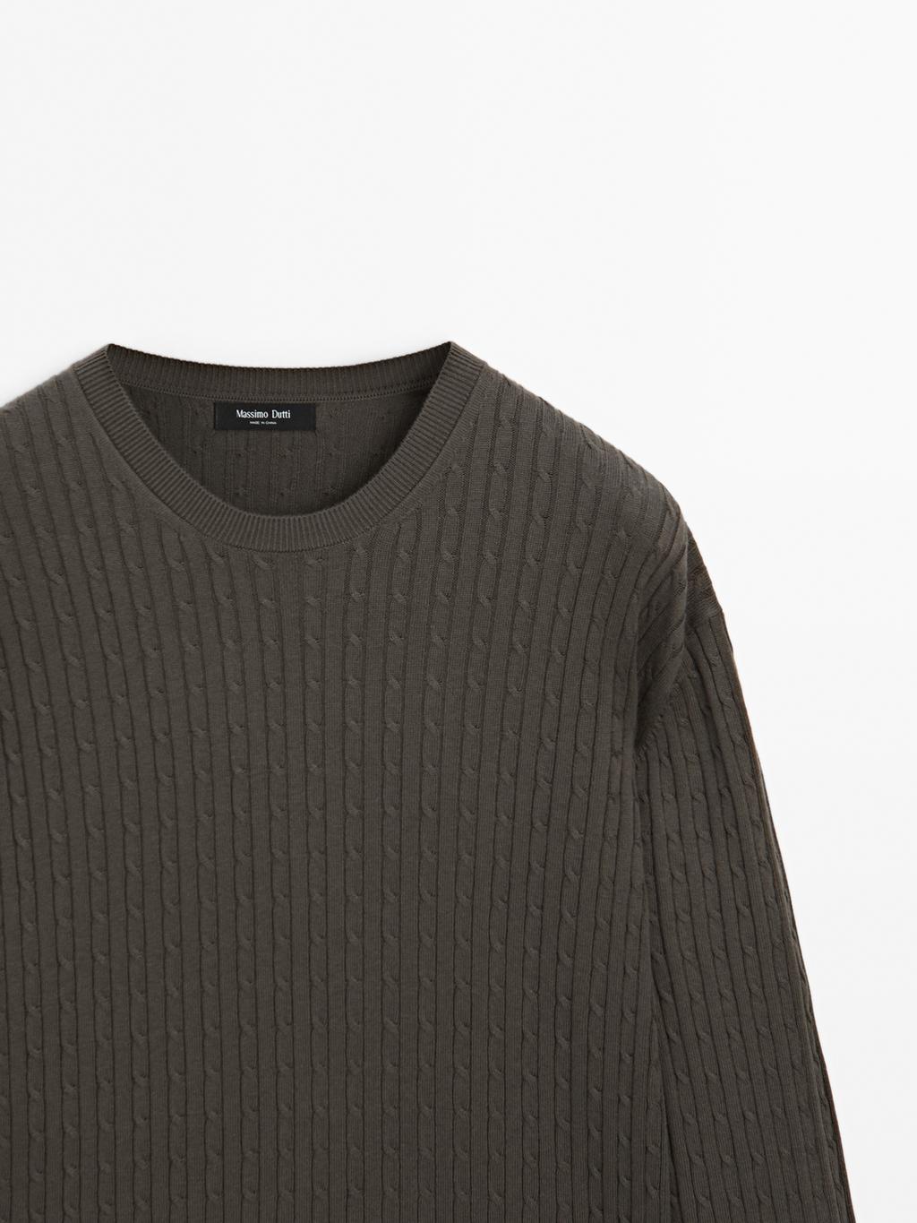 Cotton blend cable-knit sweater