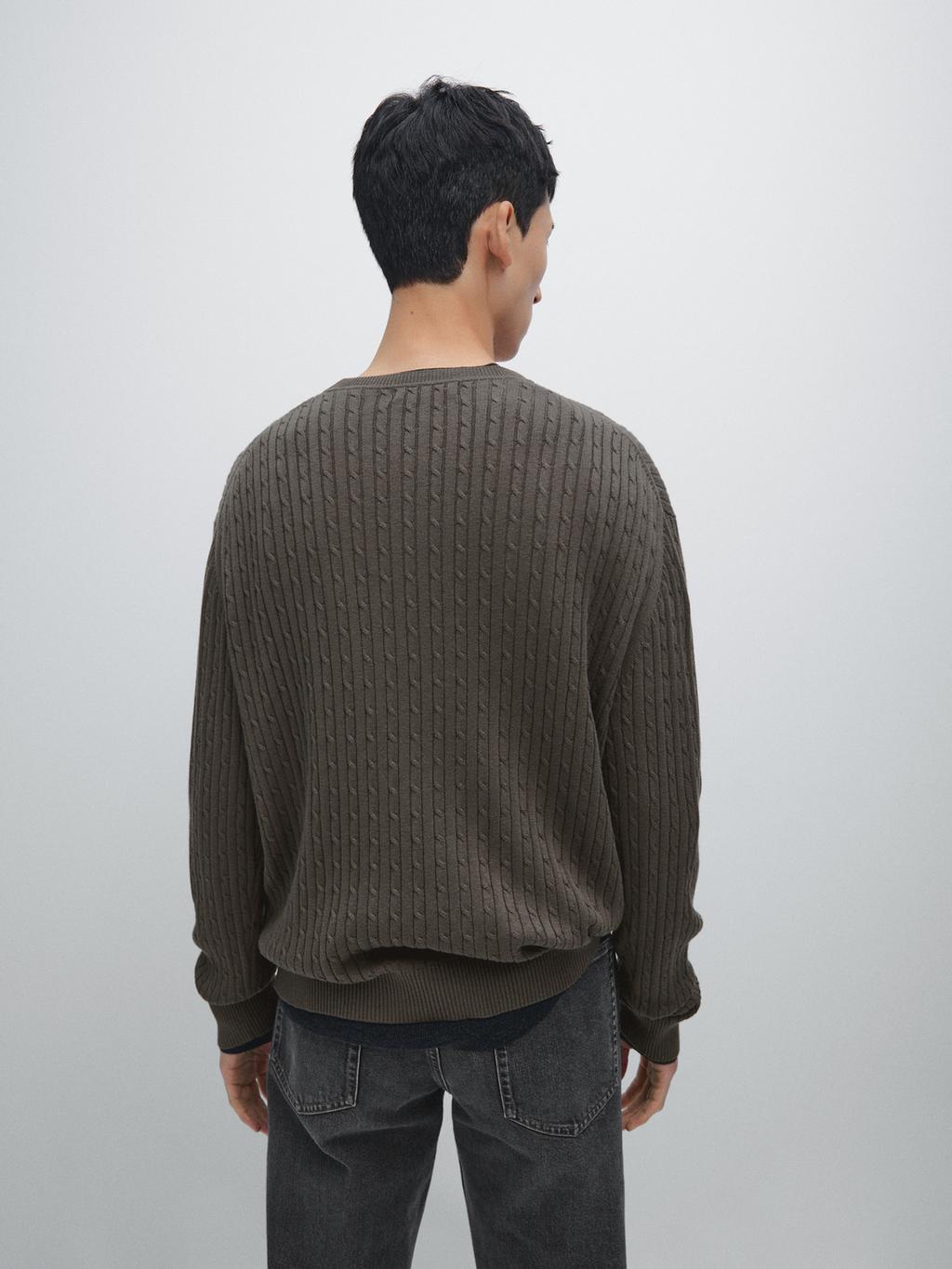 Cotton blend cable-knit sweater