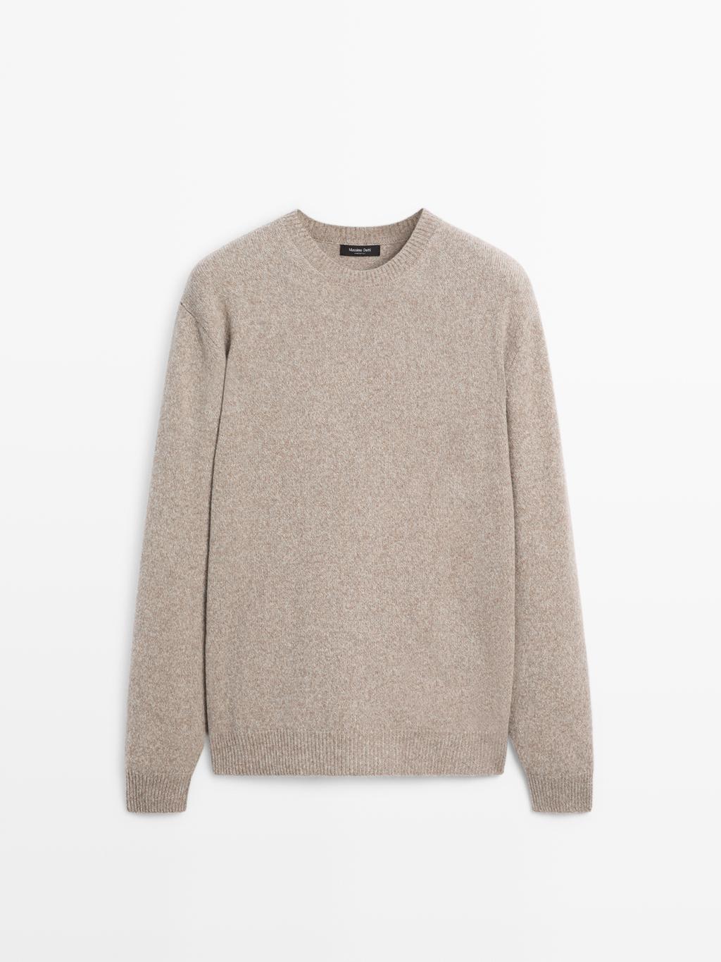 Crew neck melange knit sweater