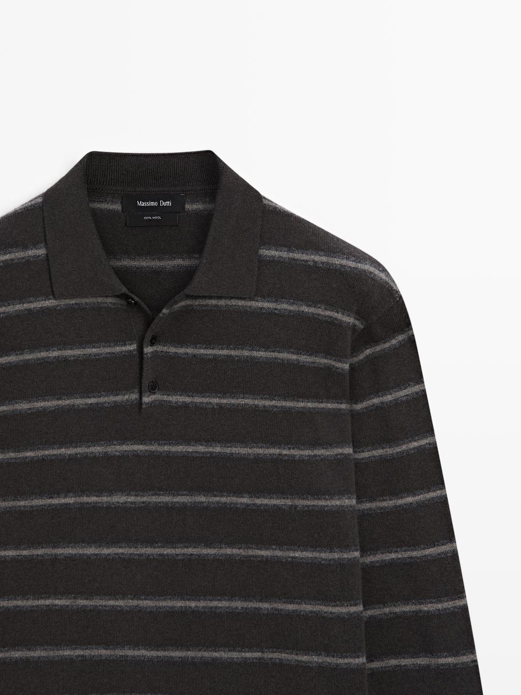 Striped knit polo sweater