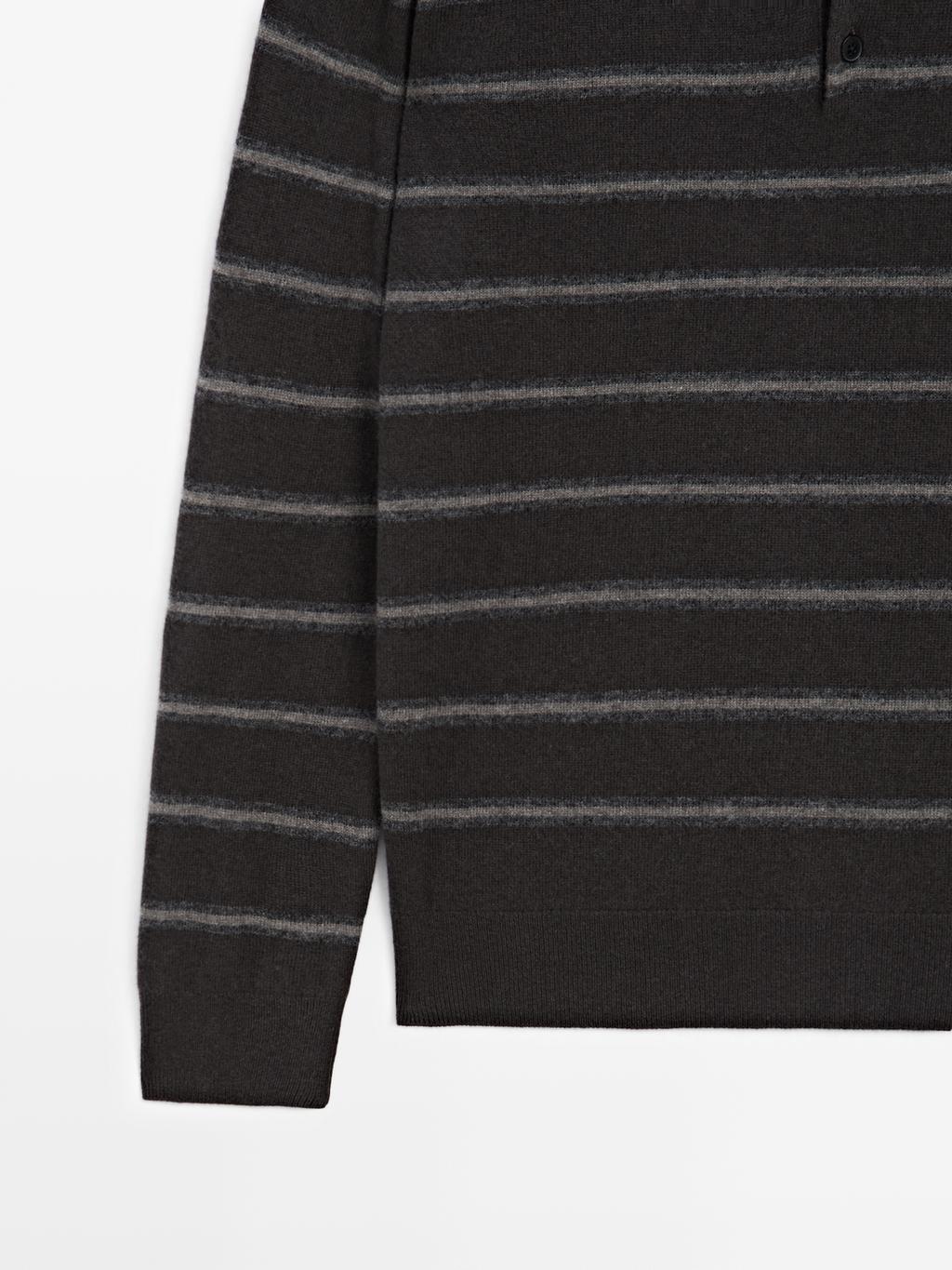 Striped knit polo sweater