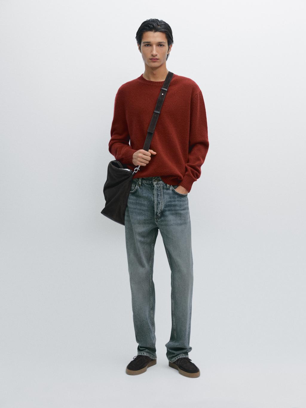 Wool blend crew neck sweater