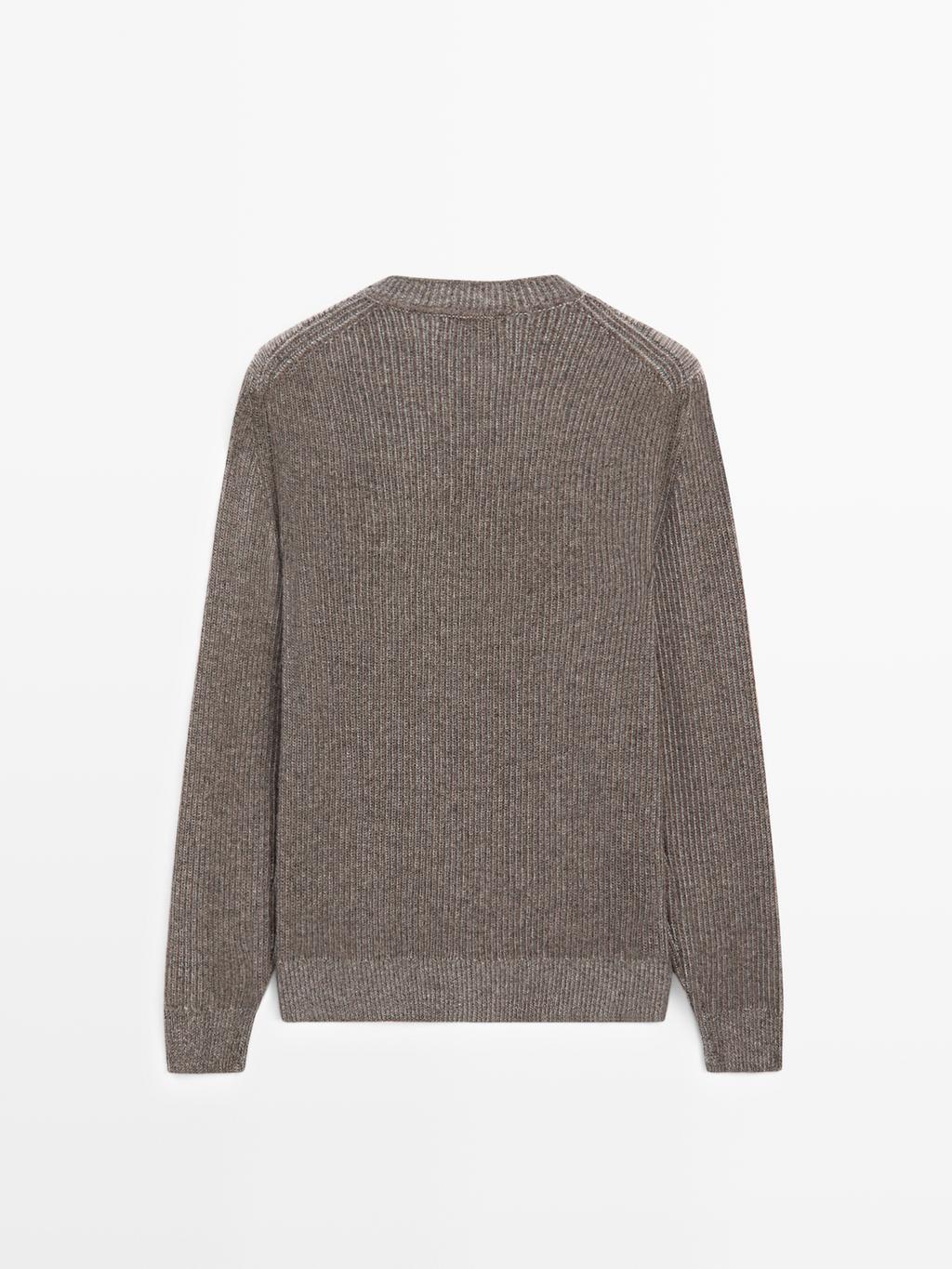 Wool blend crew neck sweater