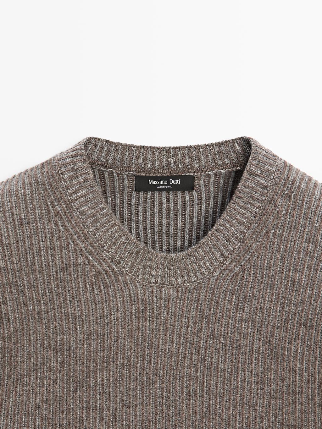 Wool blend crew neck sweater