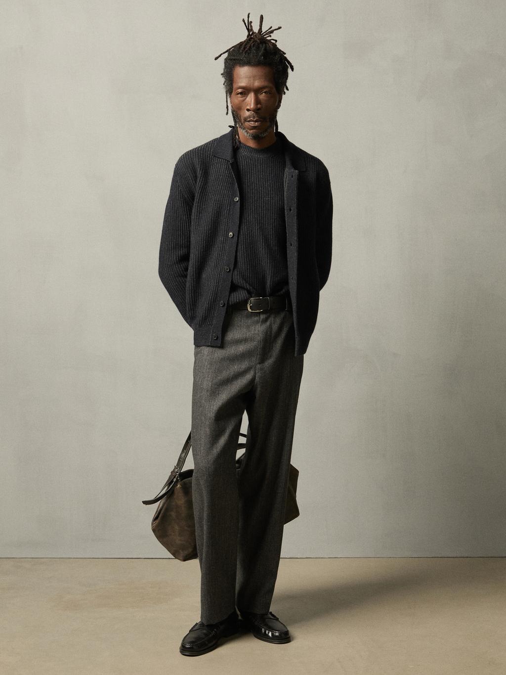 Wool blend knit cardigan