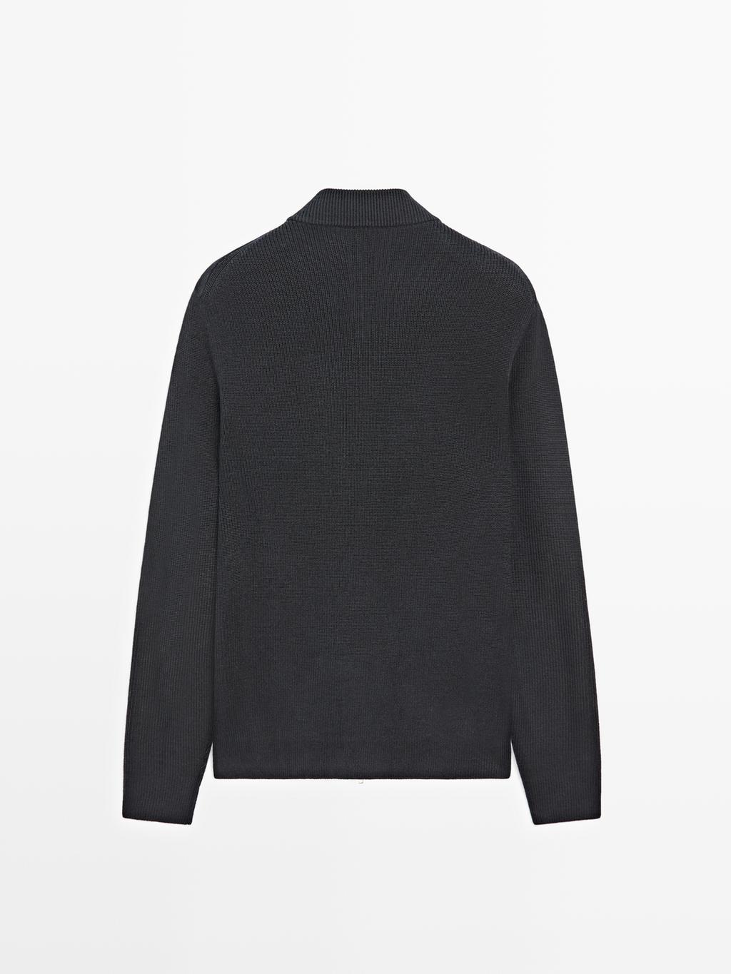 Wool and suede leather blend bomber jacket