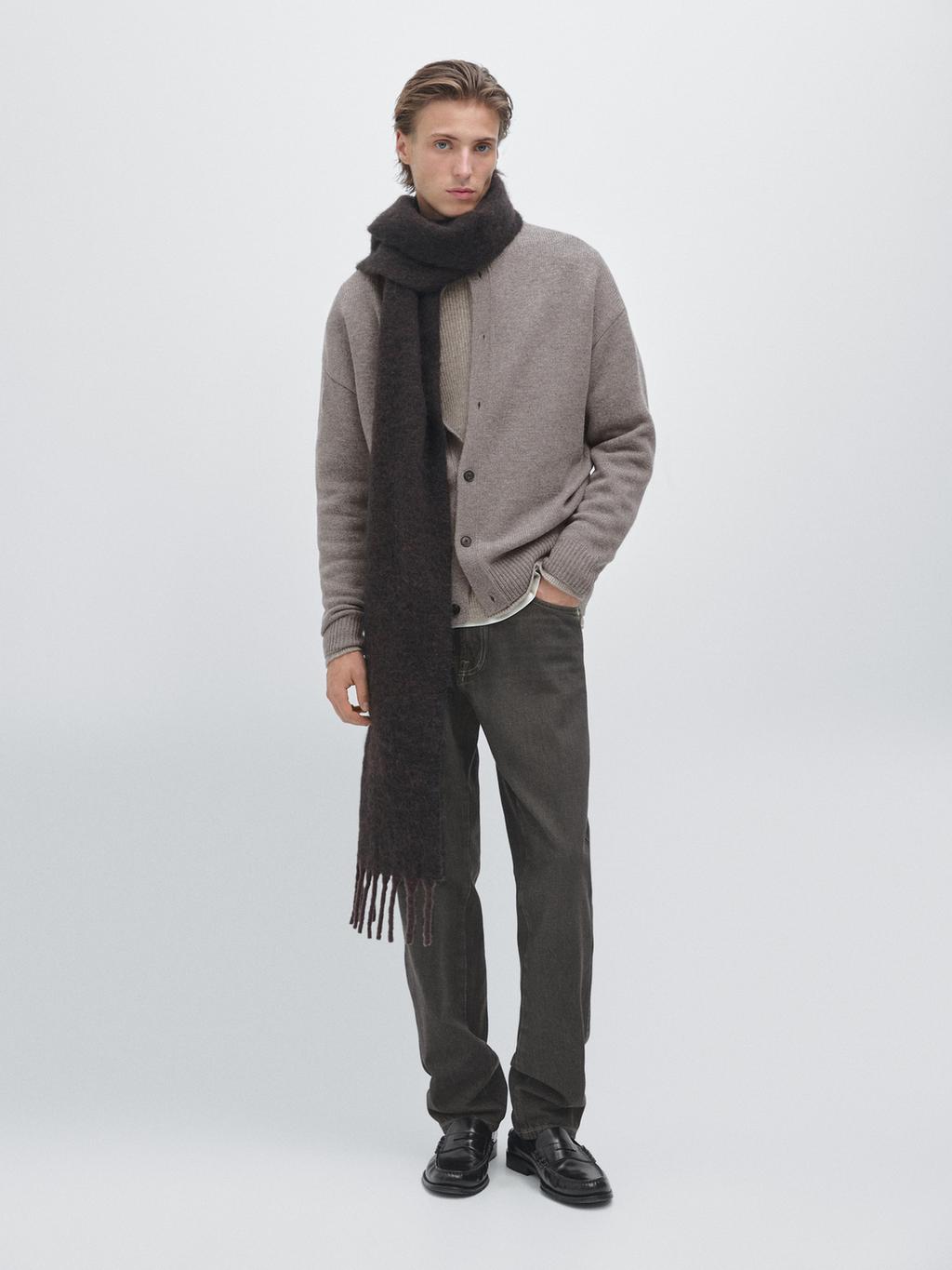 100% wool high neck knit cardigan