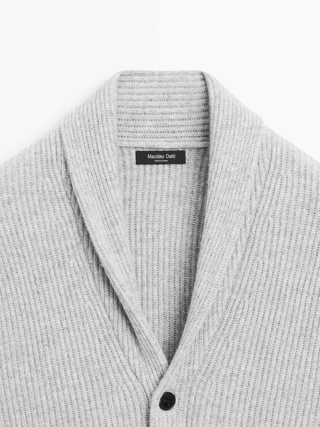 Knit wool blend cardigan with collar