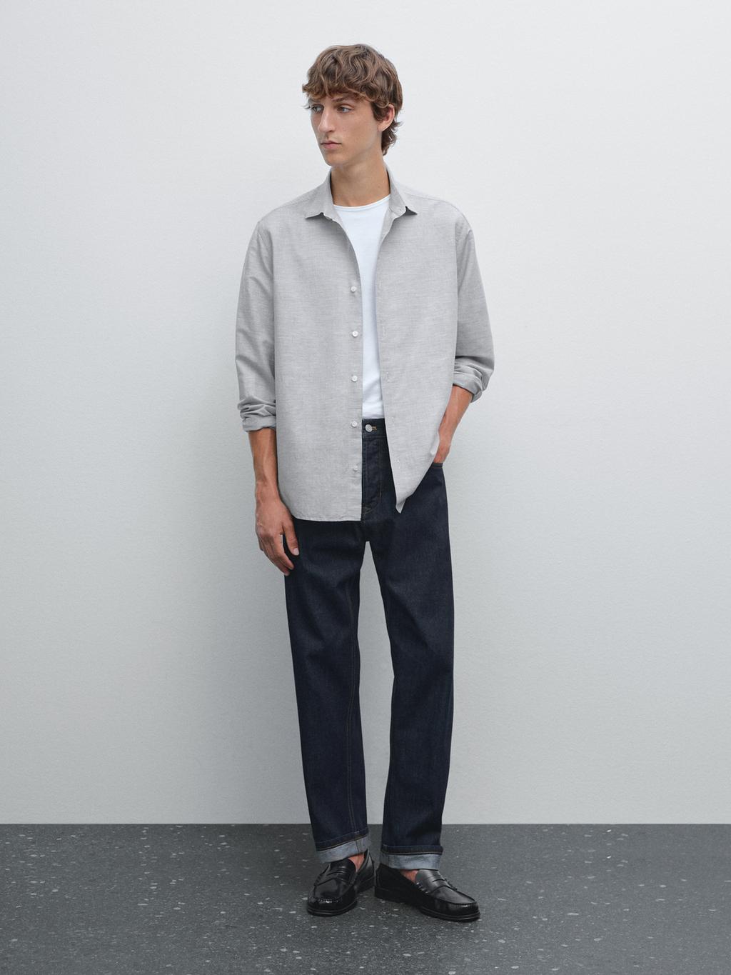 Regular fit flecked shirt