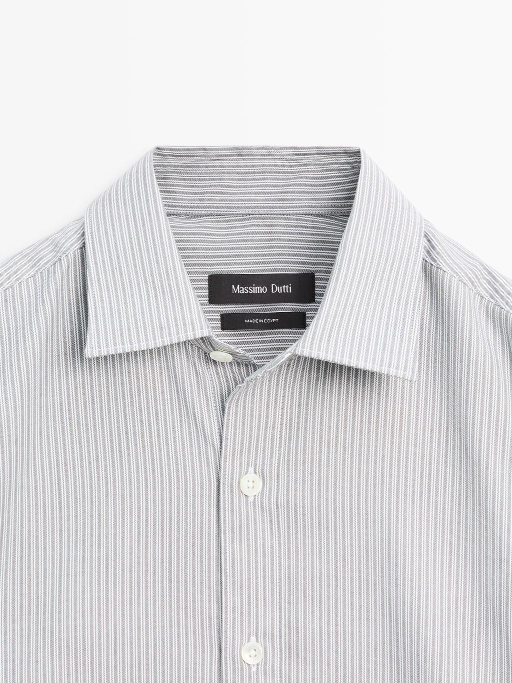 Regular fit melange striped shirt