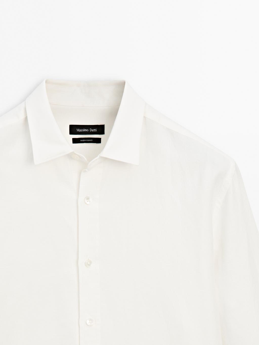 Regular fit linen blend shirt