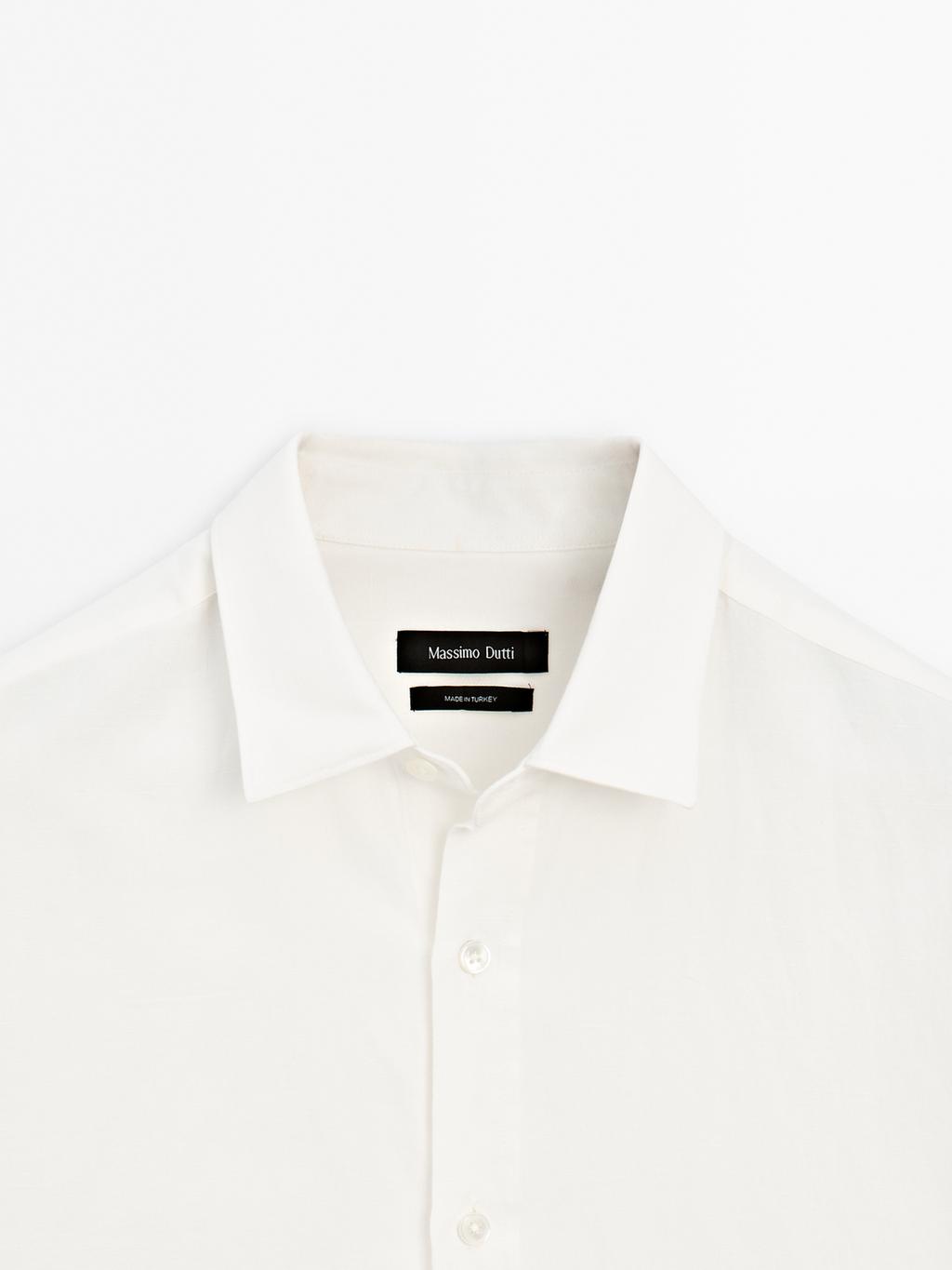 Regular fit linen blend shirt