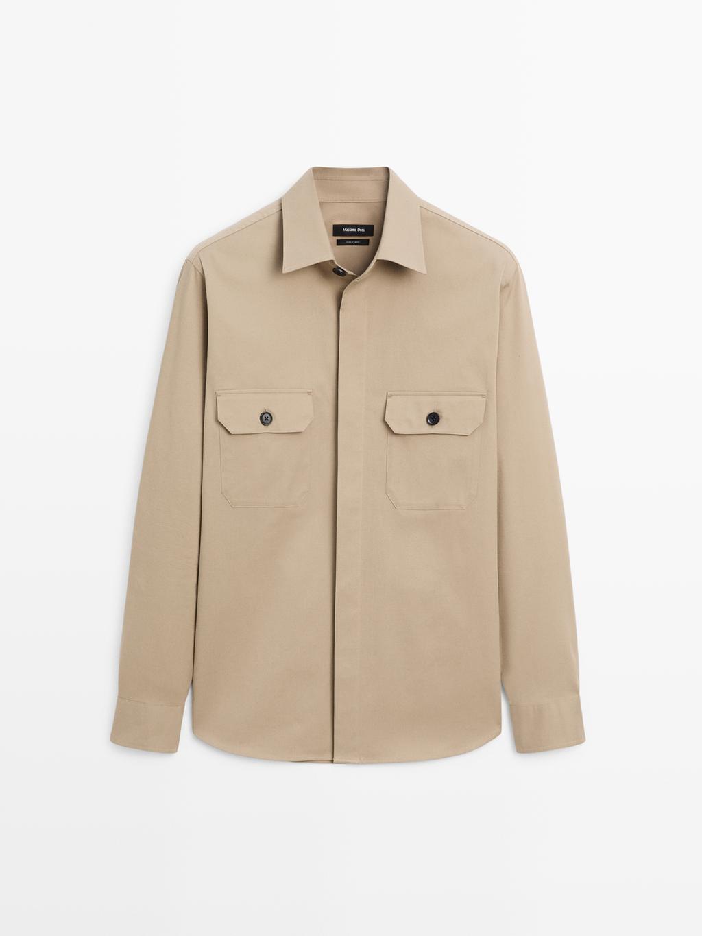 Cotton blend overshirt with pockets