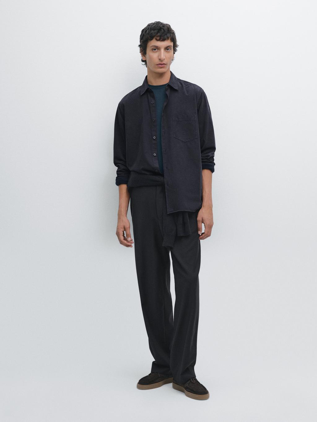 Regular fit needlecord shirt