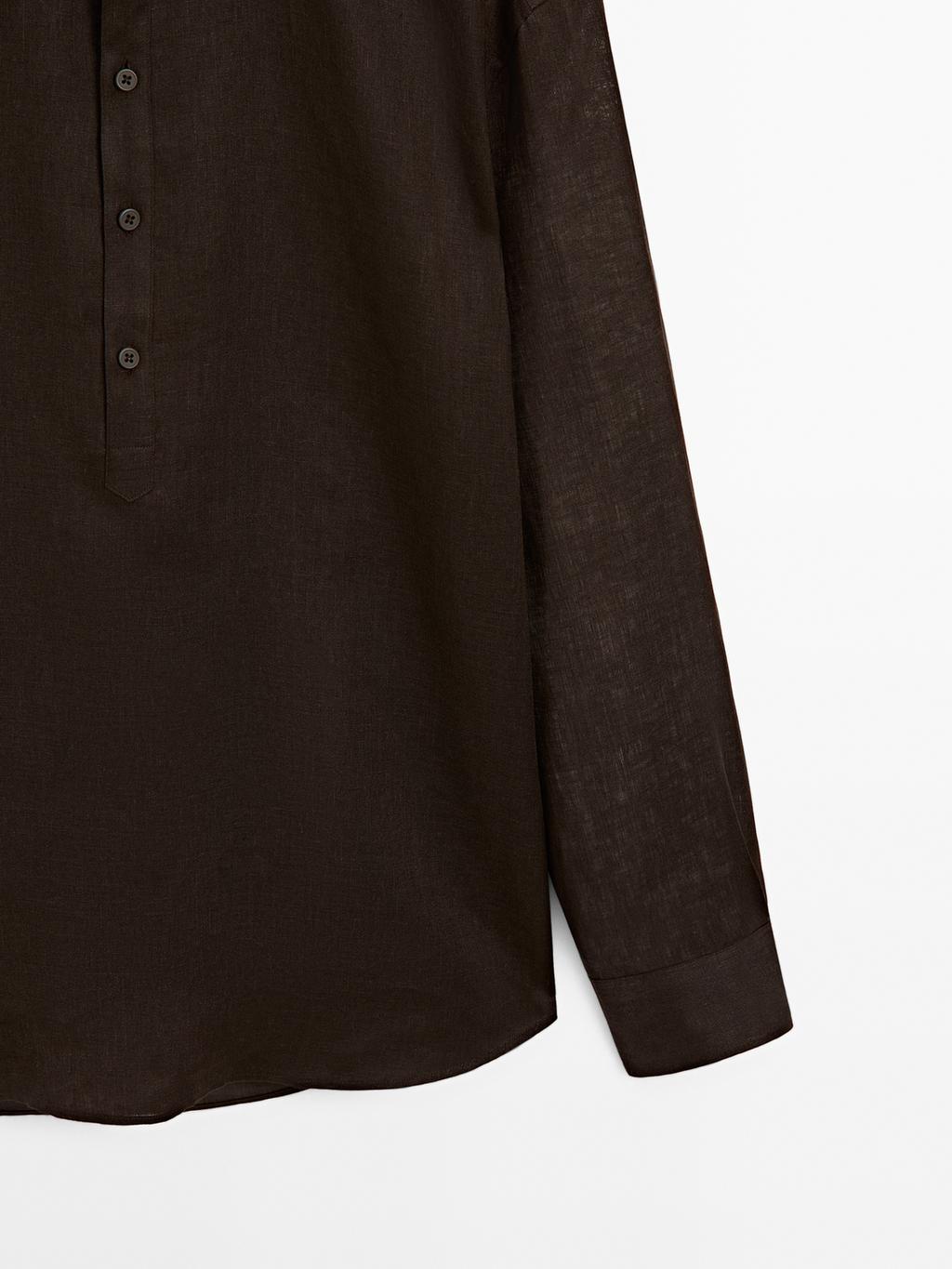 Regular fit shirt with stand collar