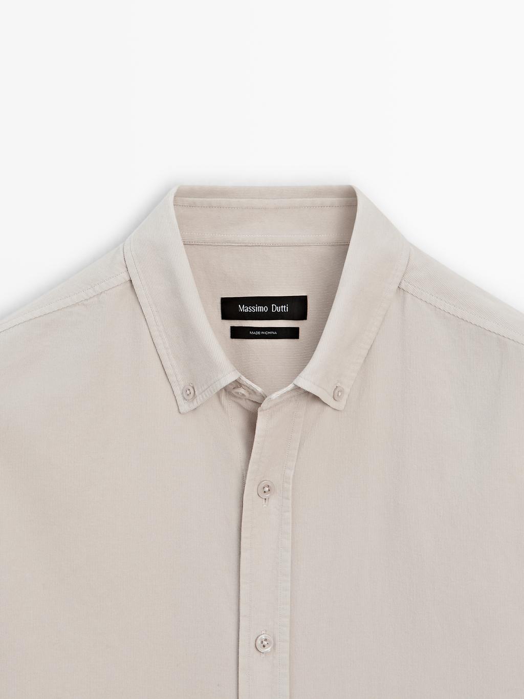 Regular fit needlecord shirt