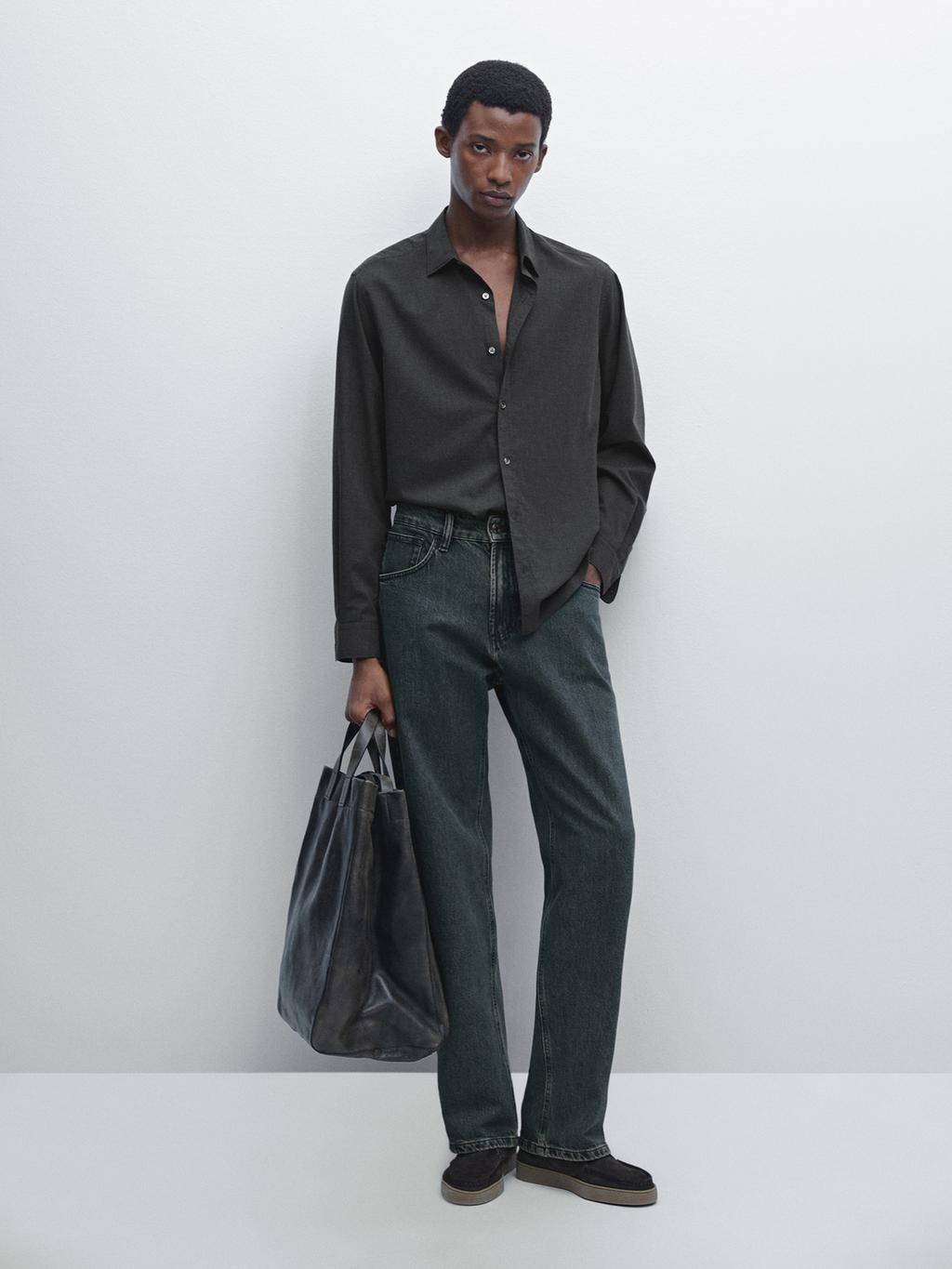 Regular fit micro-check shirt