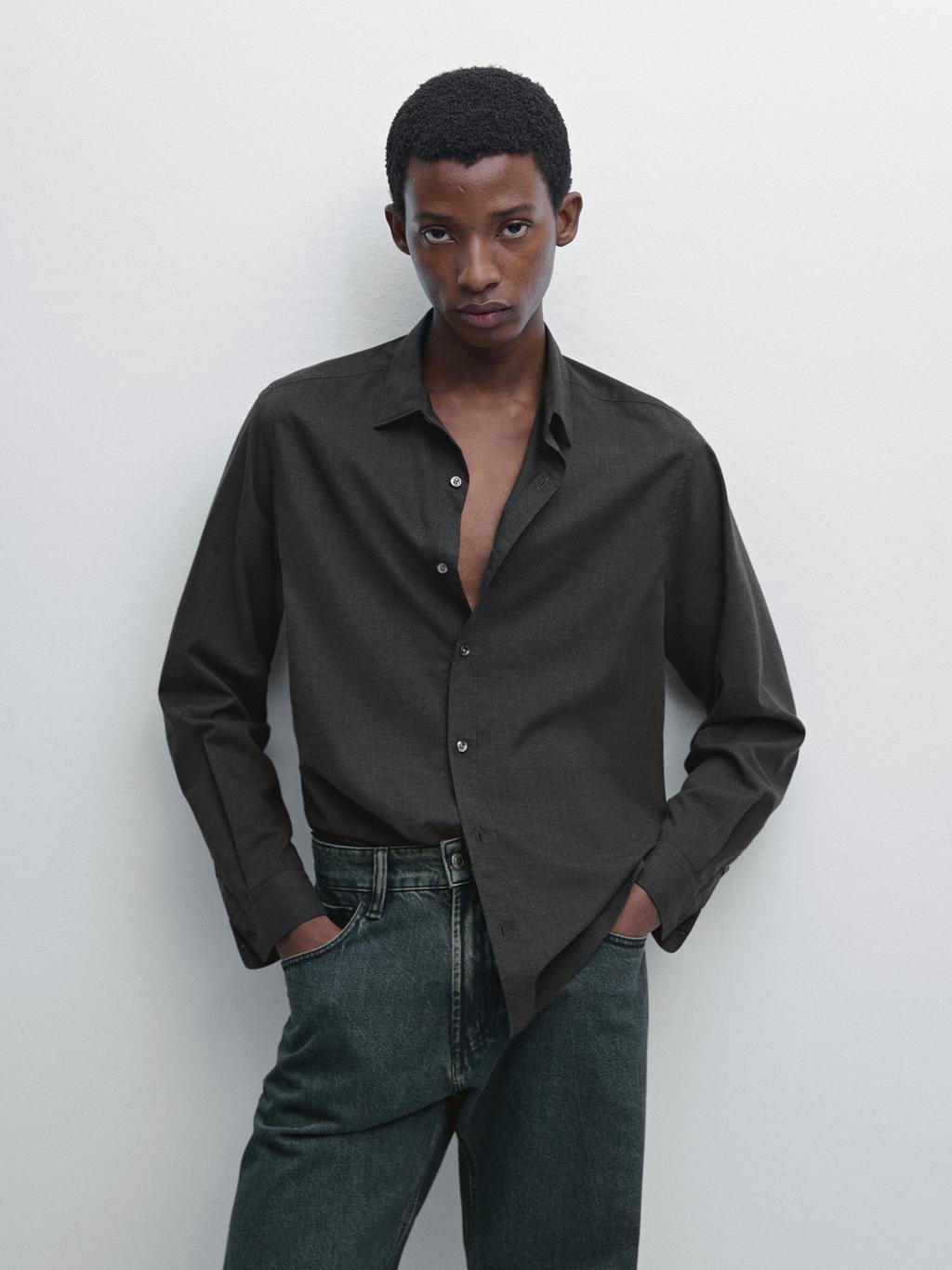 Regular fit micro-check shirt