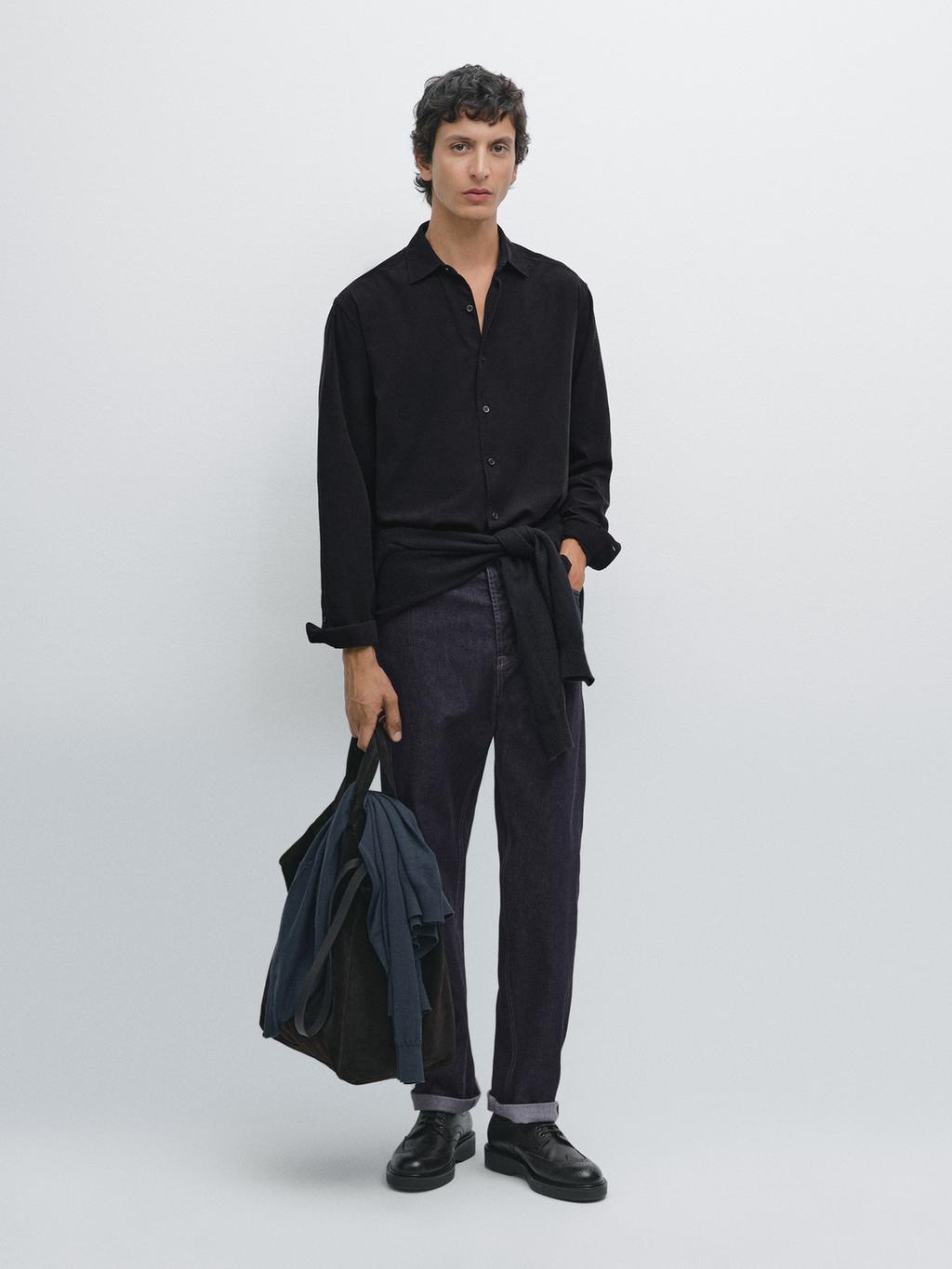 Regular fit needlecord shirt