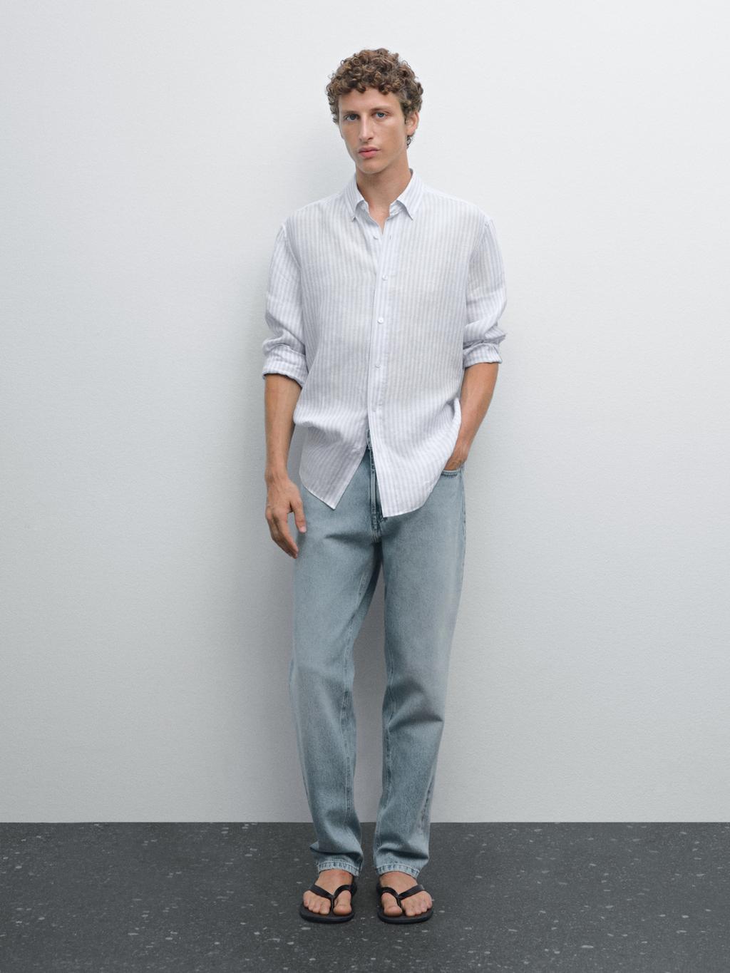 Slim fit 100% linen shirt