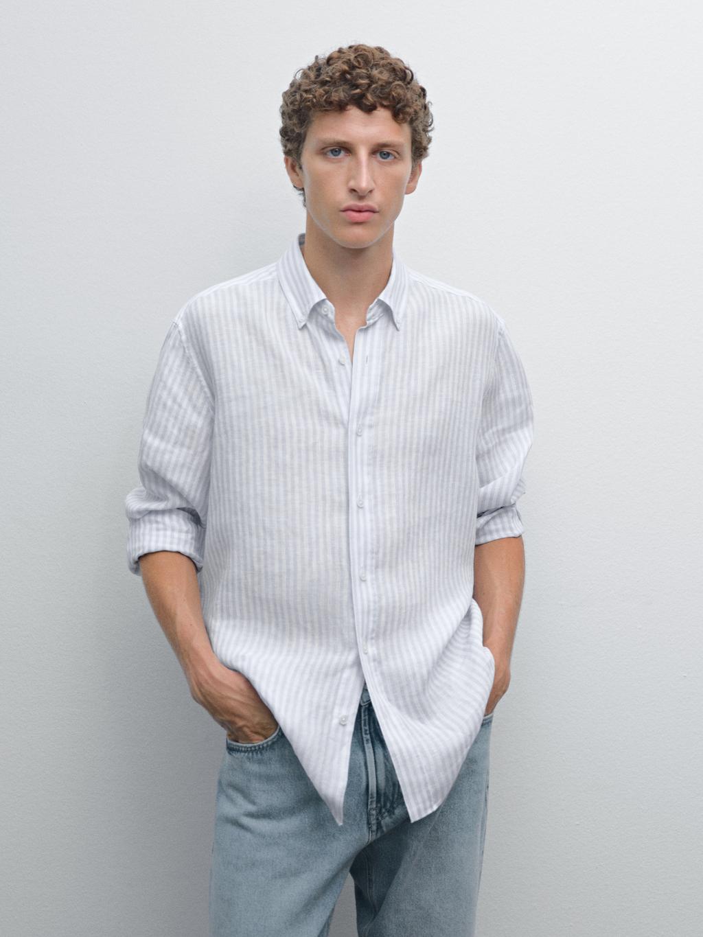 Slim fit 100% linen shirt