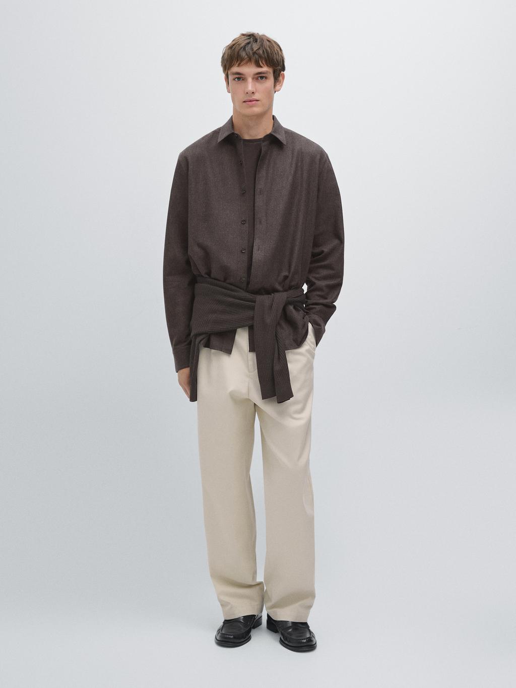 Regular fit check texture melange shirt