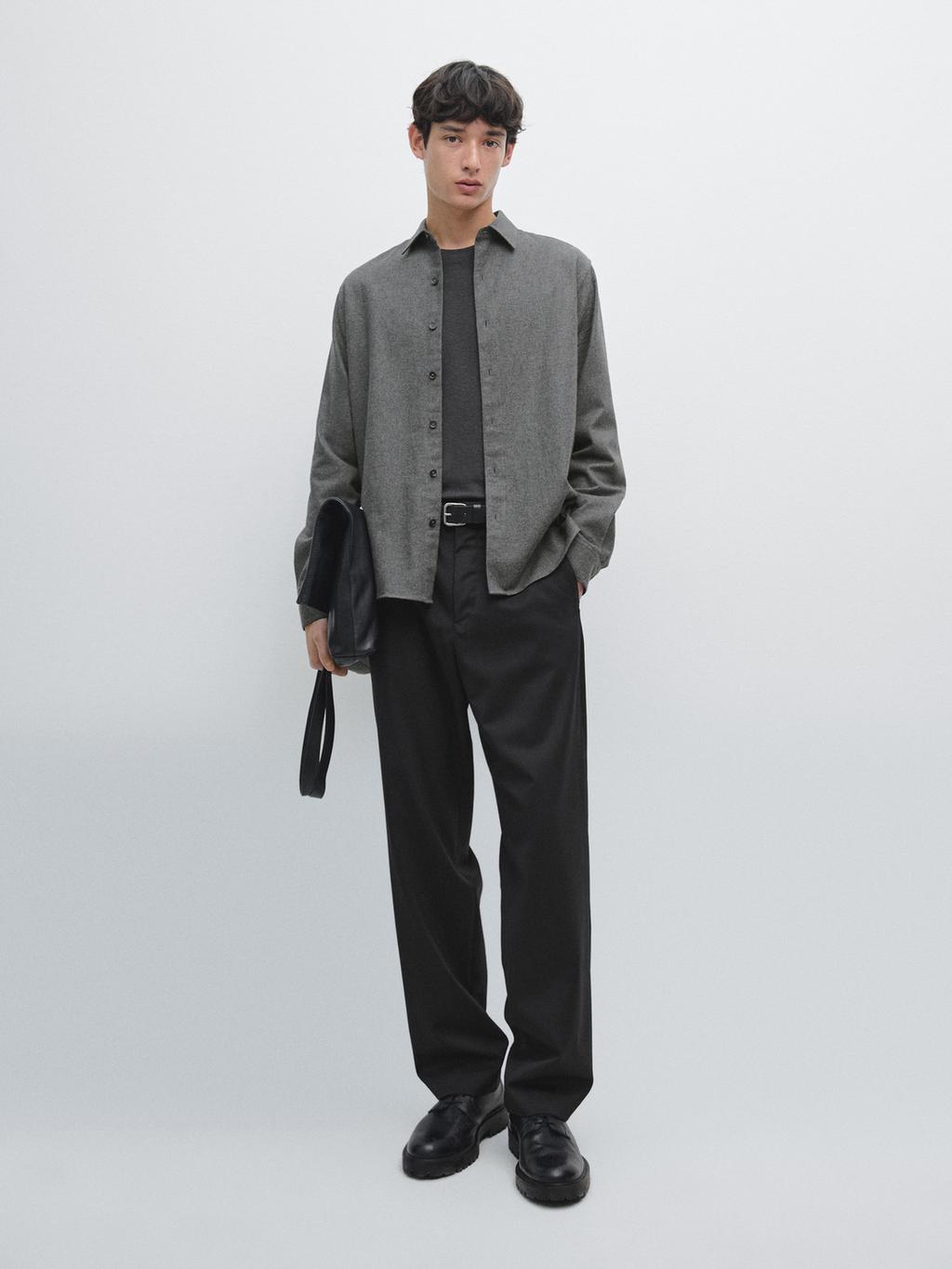 Regular fit check texture melange shirt