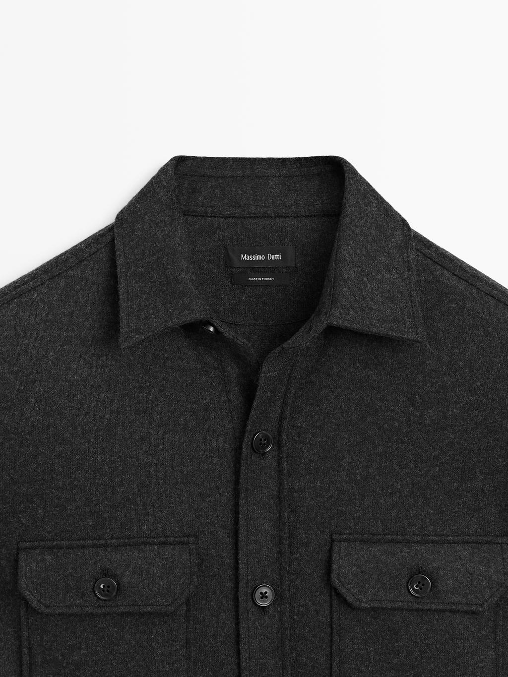 100% wool overshirt with pockets