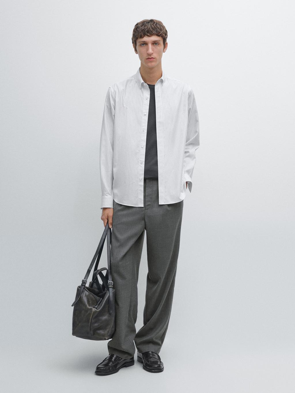 100% cotton regular fit striped shirt