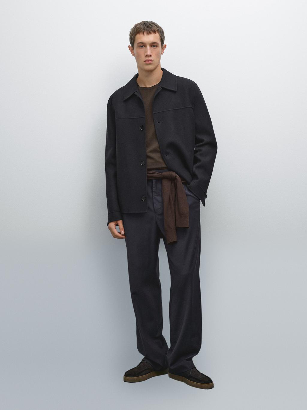 Double wool blend overshirt