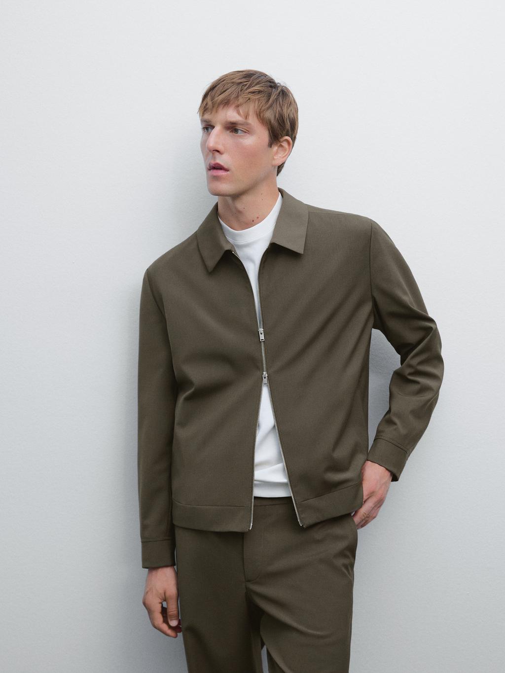 Total look double wool blend jacket