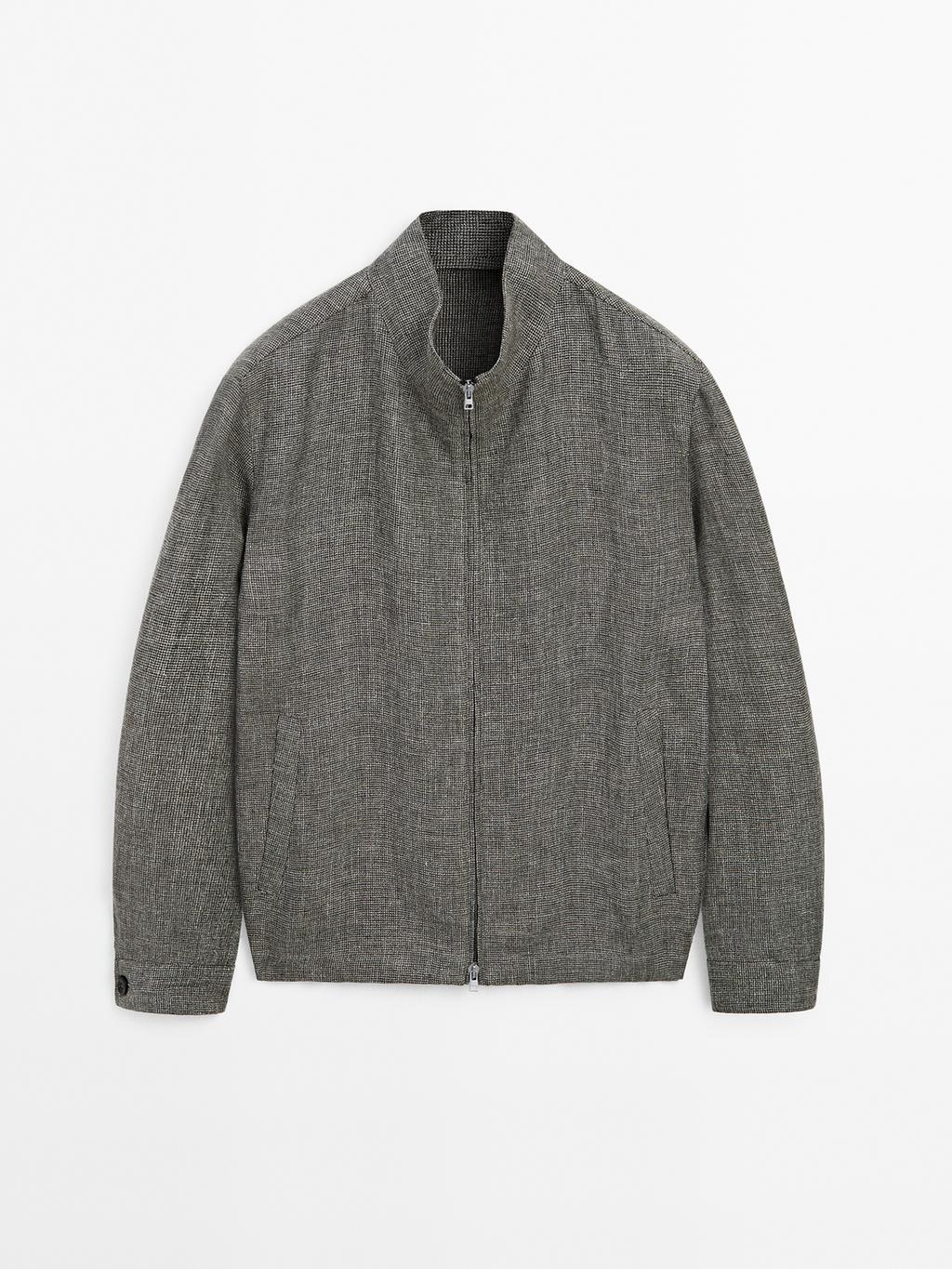 Faded textured linen blend jacket