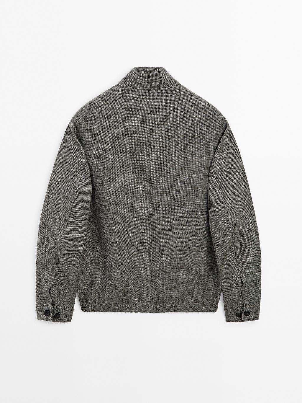 Faded textured linen blend jacket