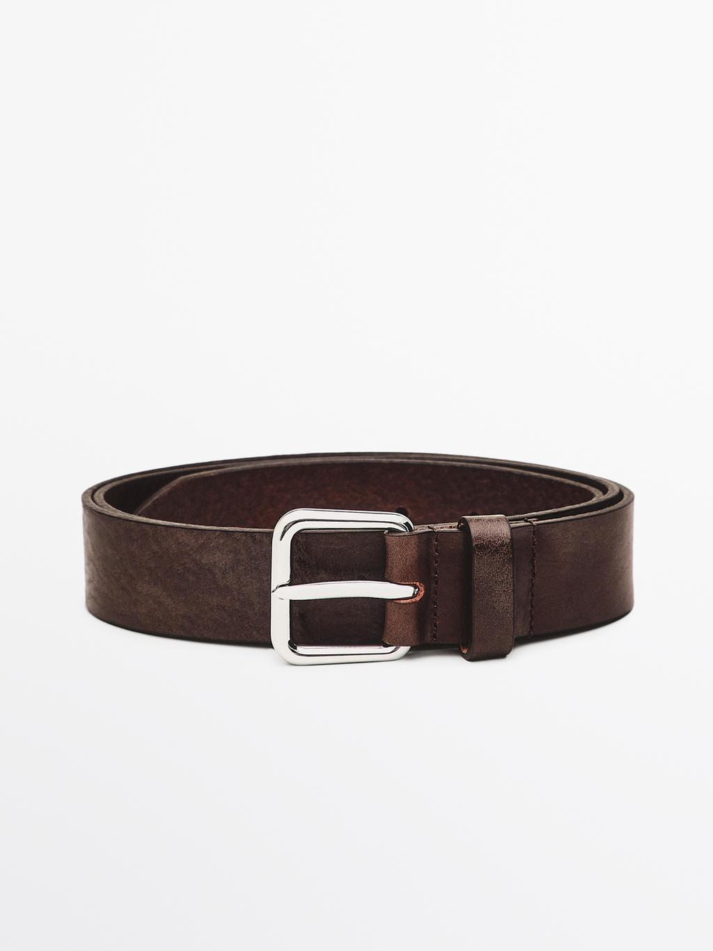 Distressed leather belt