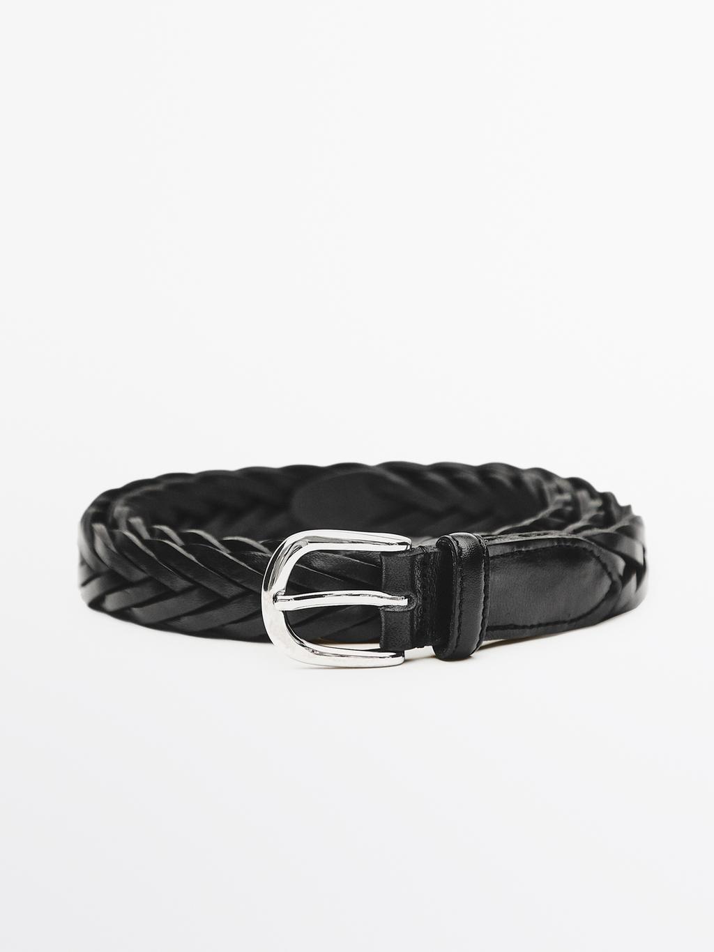 Plaited leather belt