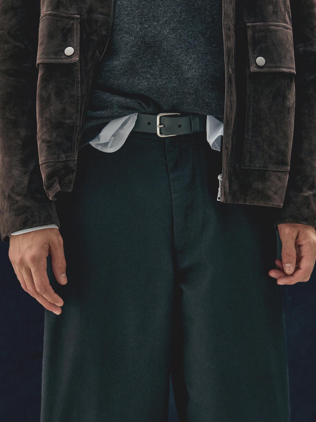 Nappa leather belt with square buckle