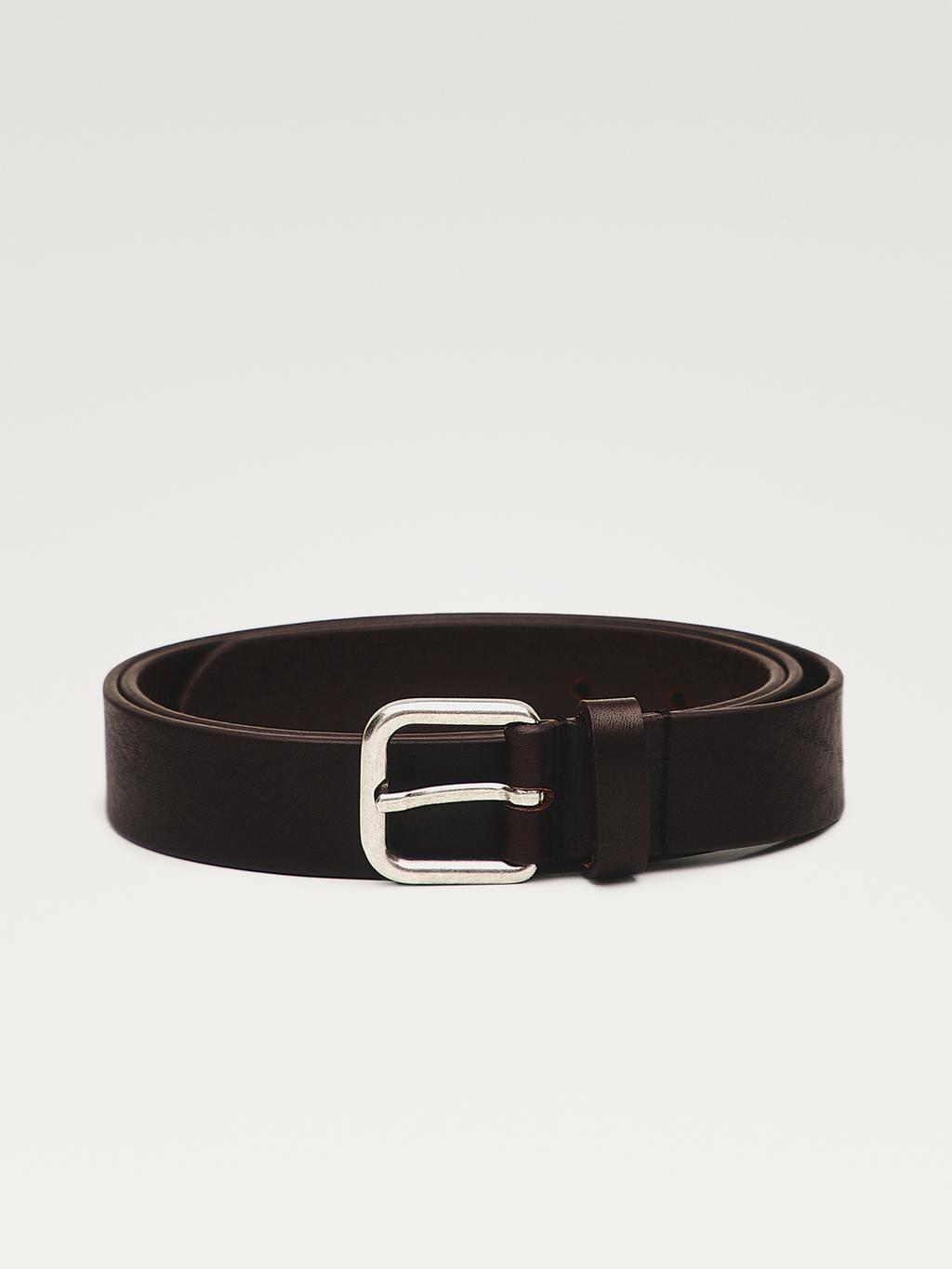 Nappa leather belt with square buckle