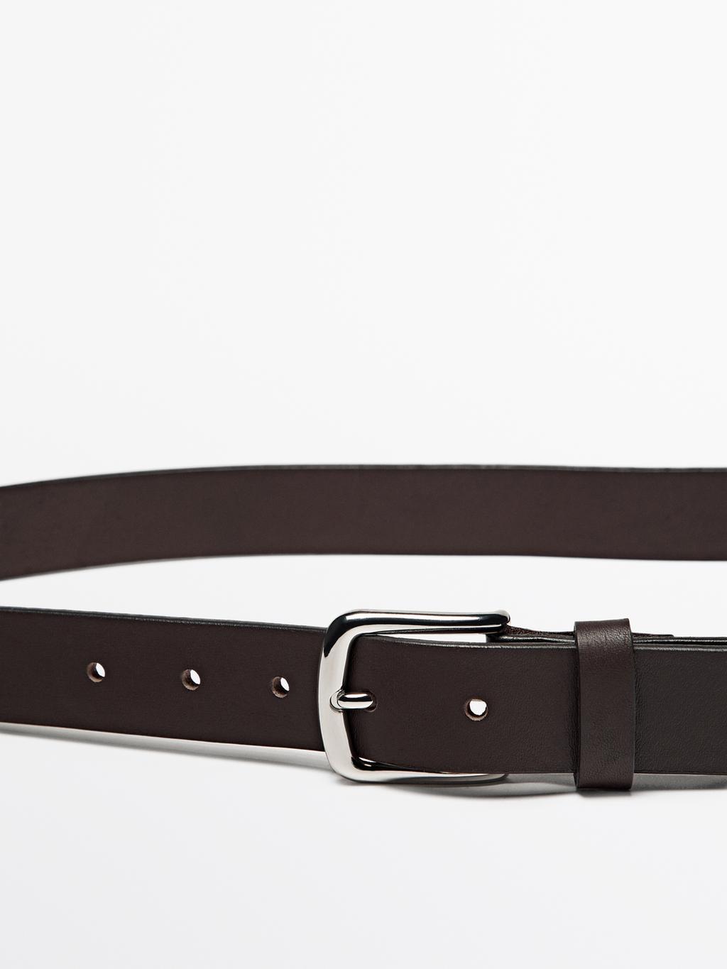 Nappa leather belt with nickel buckle